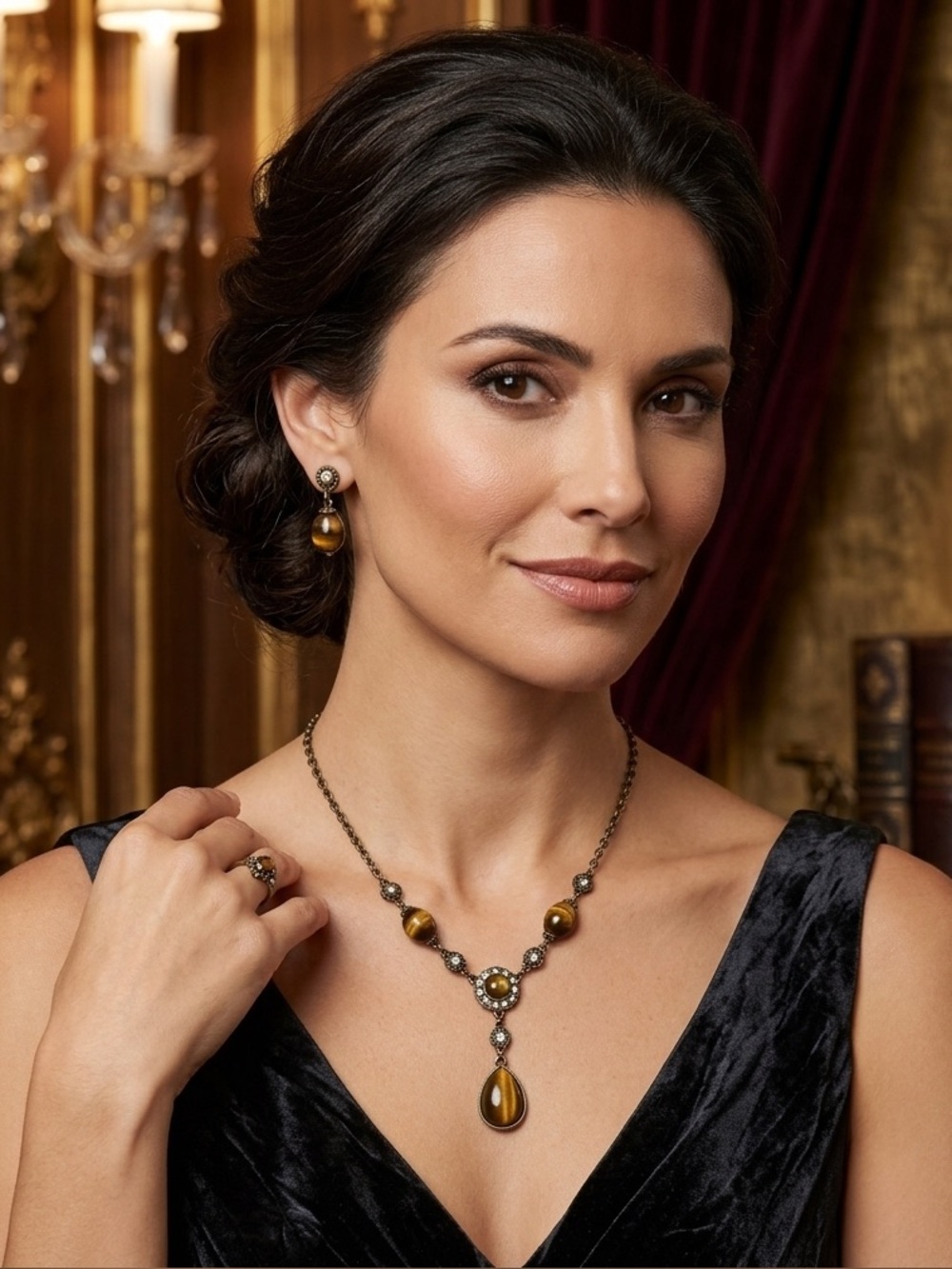 Vintage Avon Tiger’s Eye Necklace & Earring Set